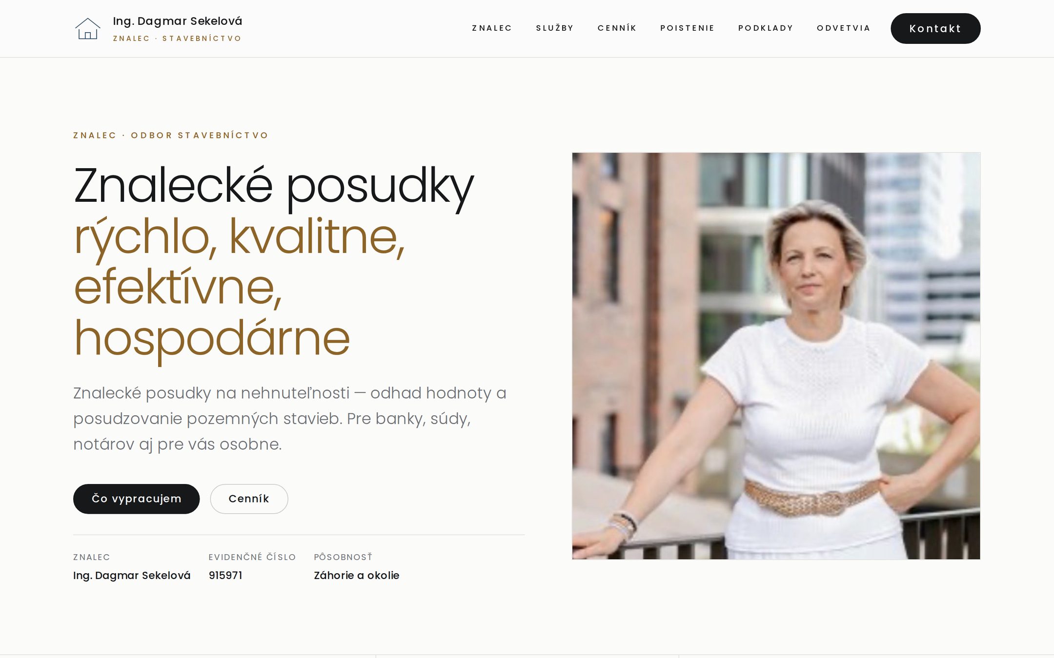 Úvodní stránka webu znalecsekelova.sk